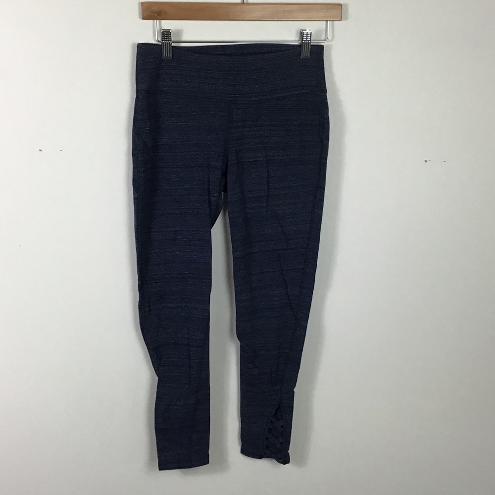 Gapfit Gap cotton blend 3/4 length athletic leggings navy blue space dye medium